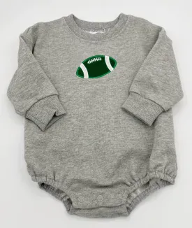 18 M Onesie Sweatshirt Long Sleeve - Gray w/Green & White Football