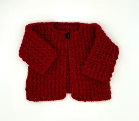 3-6 M Cranberry Acrylic Crochet Swing Jacket