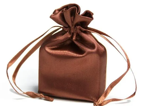 4x6 Chocolate Elegant Satin Bags - 12 pcs