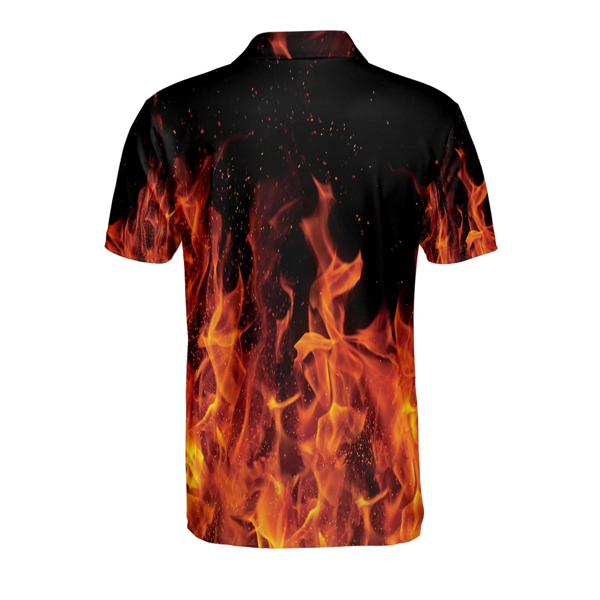 American Eagle Fiery Cool Polo Shirt, Fire Pattern Full Printed Shirt, Gift for Men