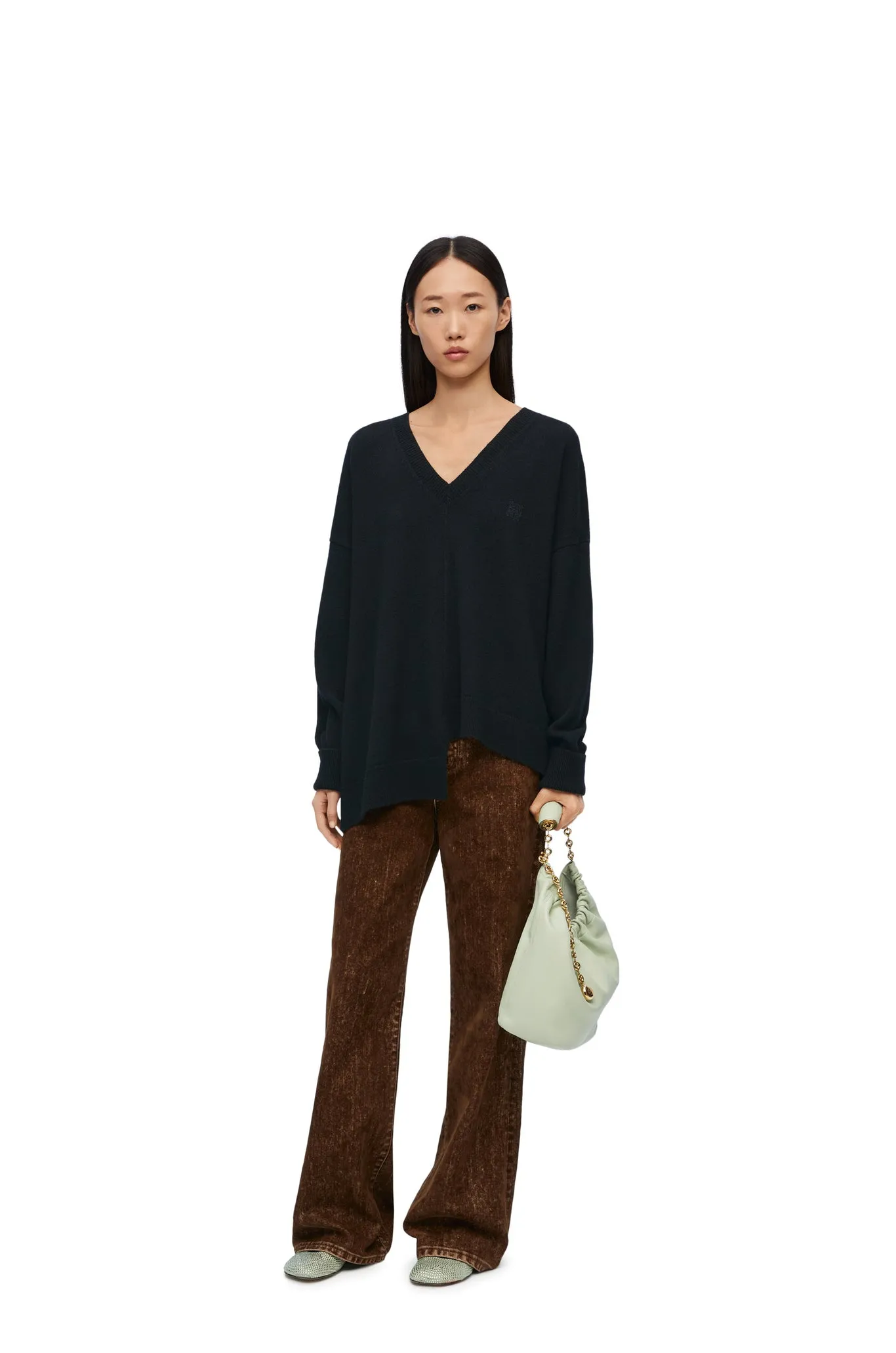 Asymmetric sweater in cashmere