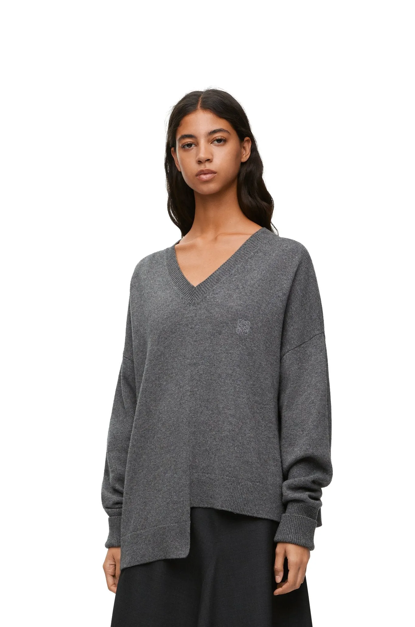 Asymmetric sweater in cashmere