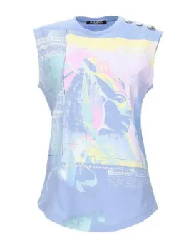 Balmain Women T-shirt Sky blue 10 UK