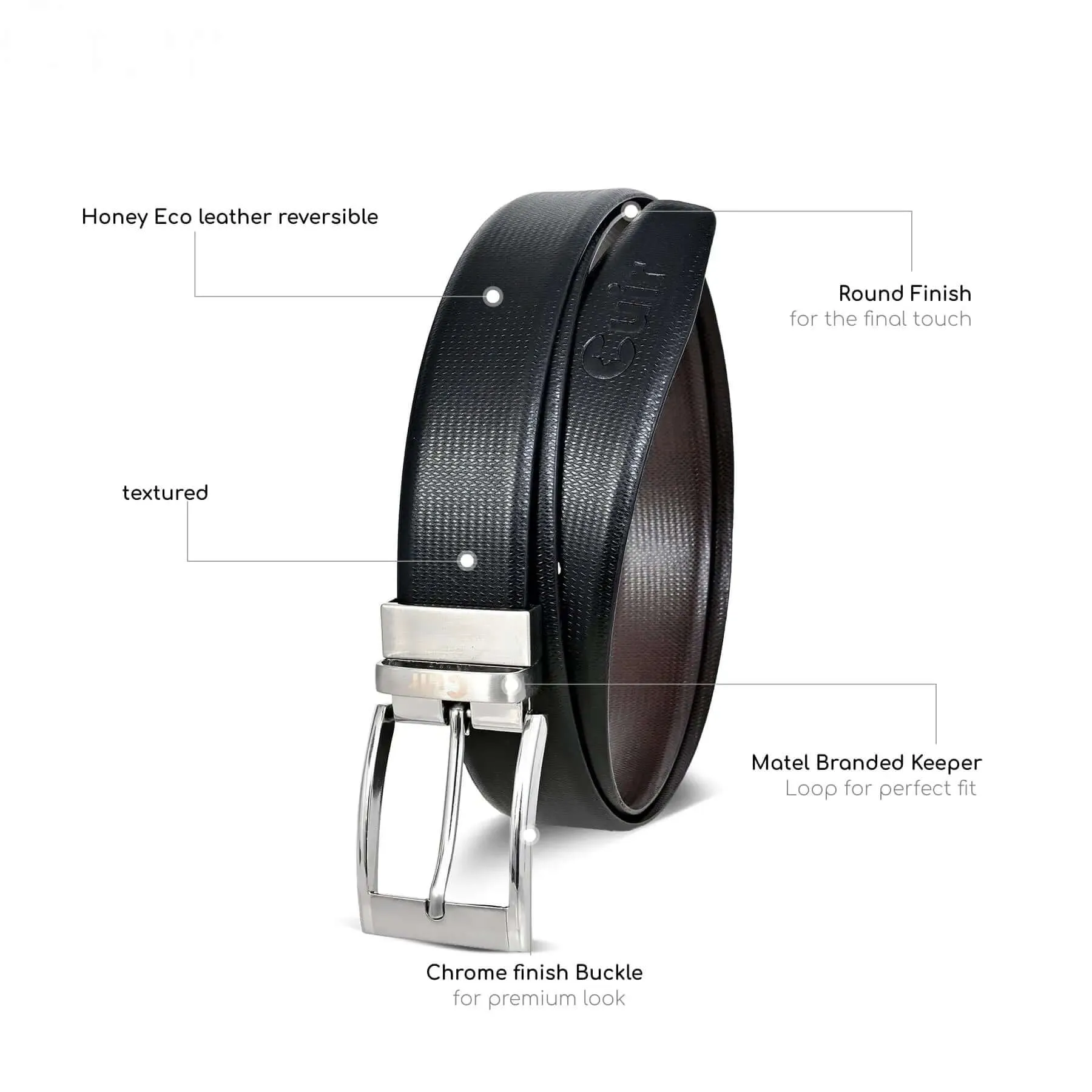 Black Full Hide Leather Belt: Sizes 30" to 46"