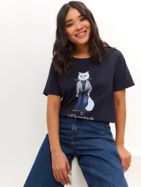 Blue Printed T-shirt COUNTRY WHITE CAT