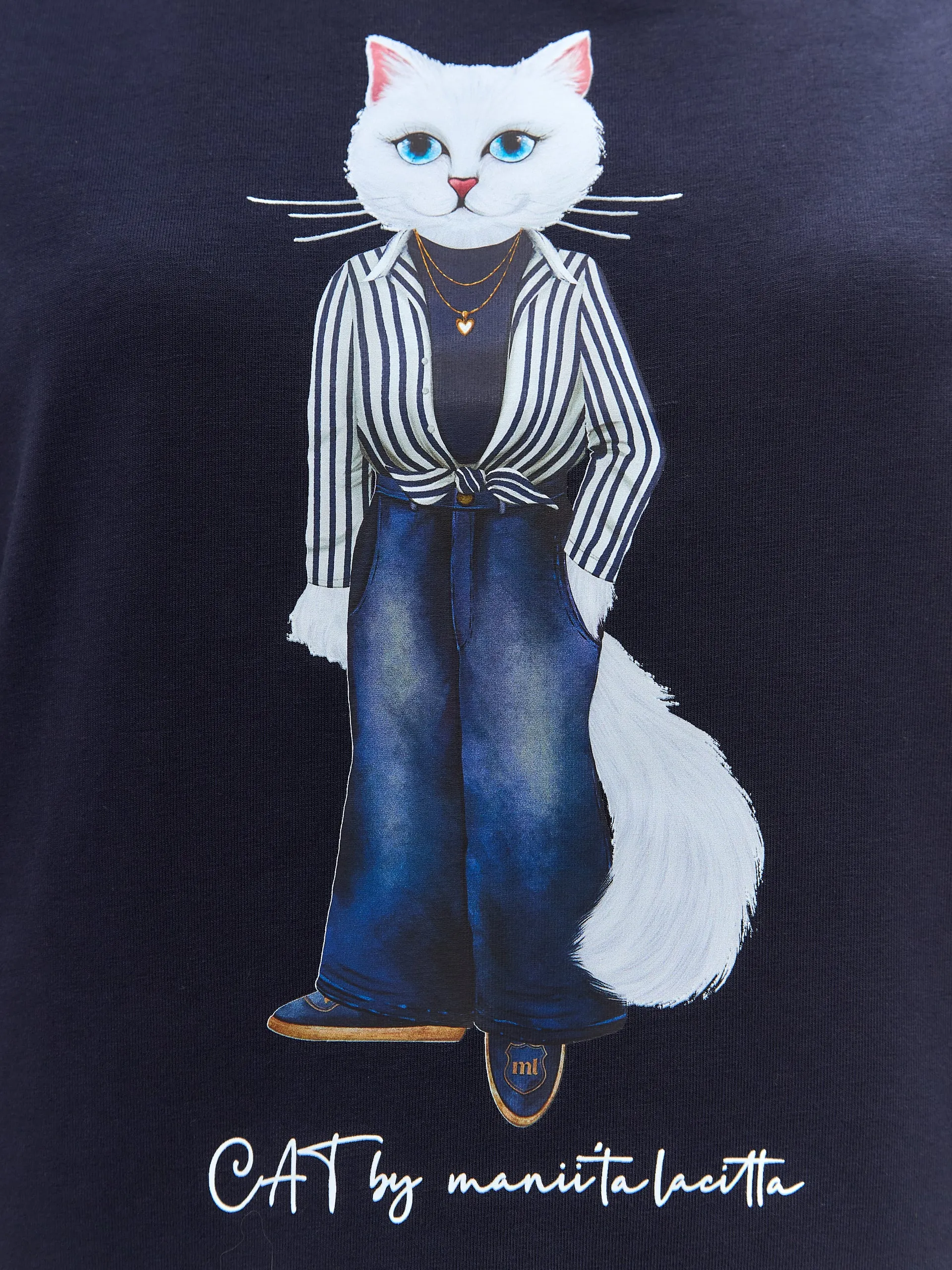 Blue Printed T-shirt COUNTRY WHITE CAT