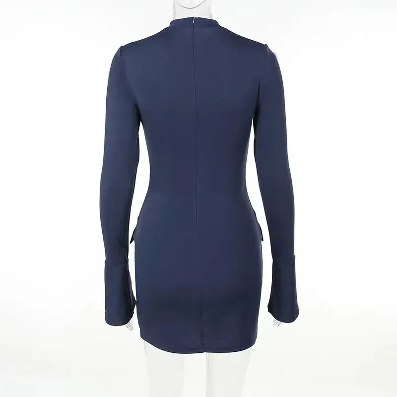 Bodycon Pocket Sexy Long Autumn Spring Commuting Elegant Sleeve 2024 Dress