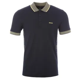 BOSS Paule Polo Shirt in Navy & Gold