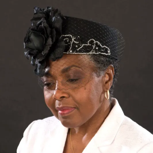 BW9041-Black dress hats for women