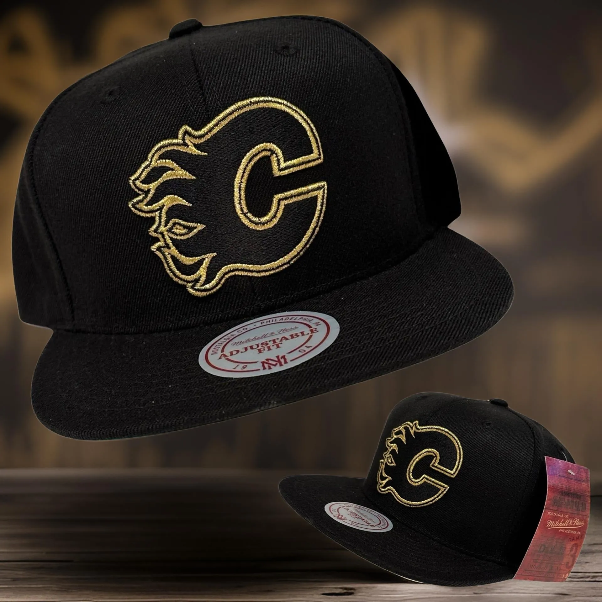 *Calgary Flames* snapback hats by Mitchell & Ness