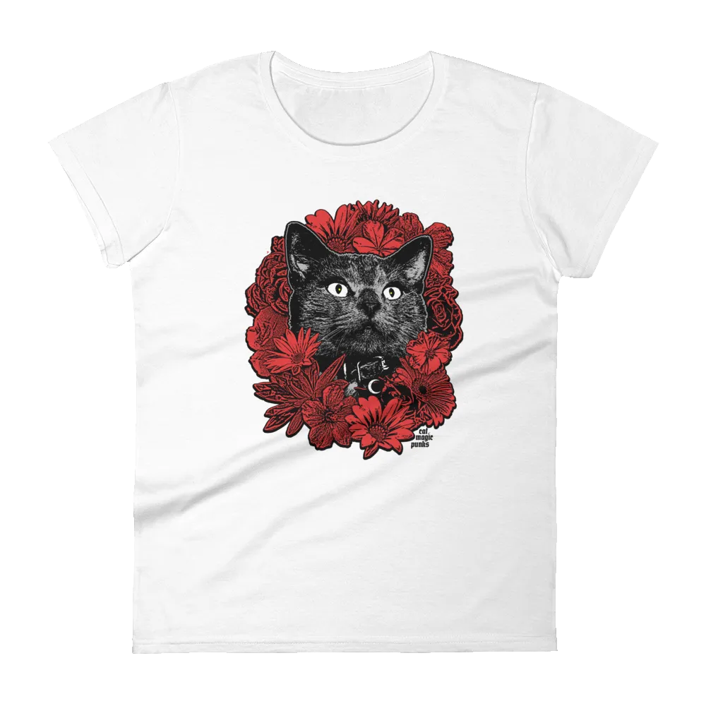 CATSOMMMAR Red Flower Women's Fitted Shirt