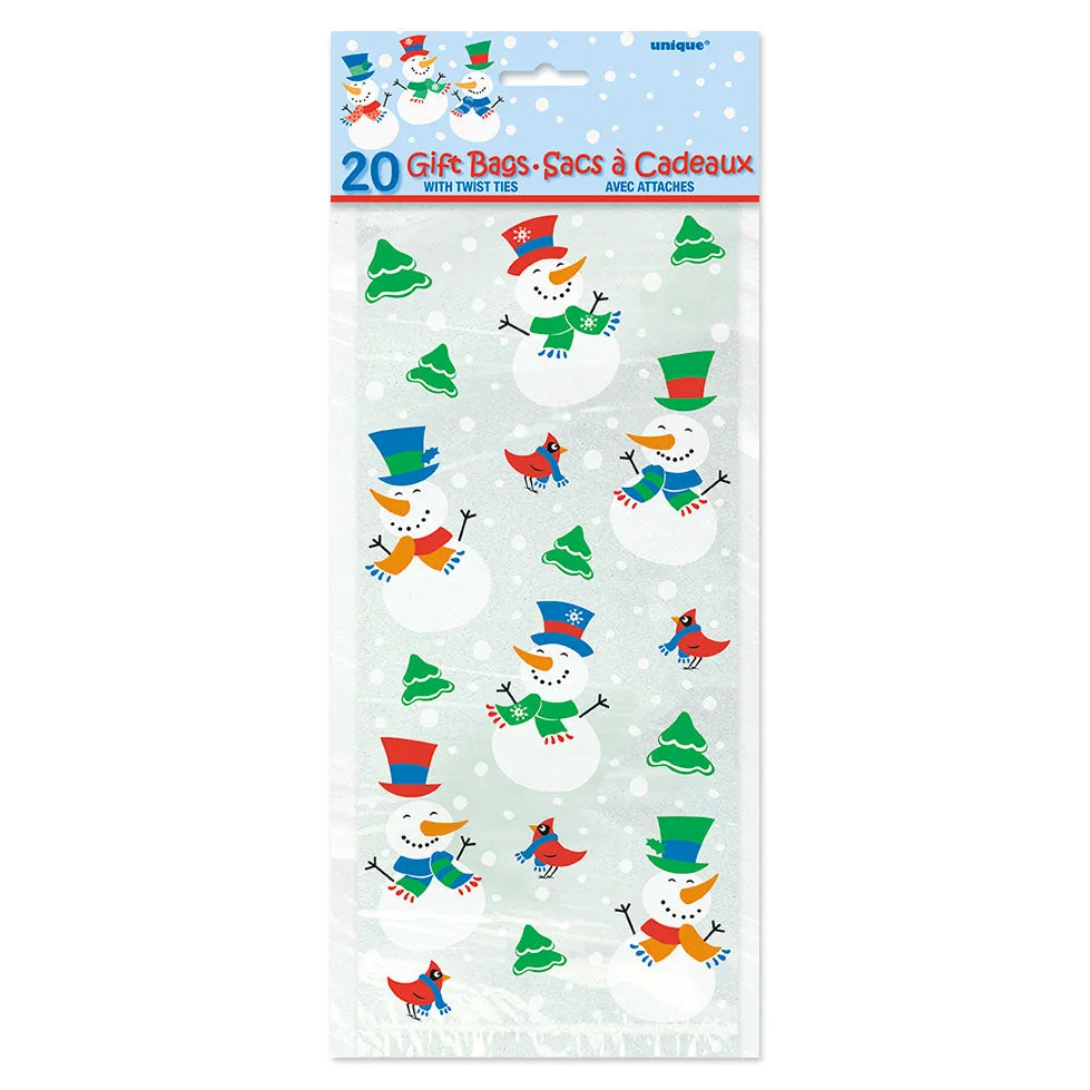 Christmas Snowman Glee Cello Bags 5" X 11" | 20 ct