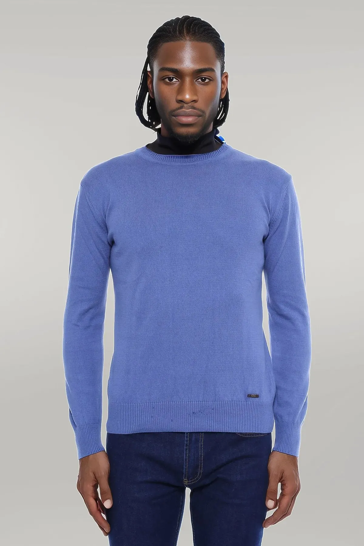 Circle Neck Blue Knitwear - Wessi