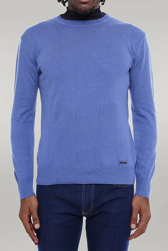 Circle Neck Blue Knitwear - Wessi