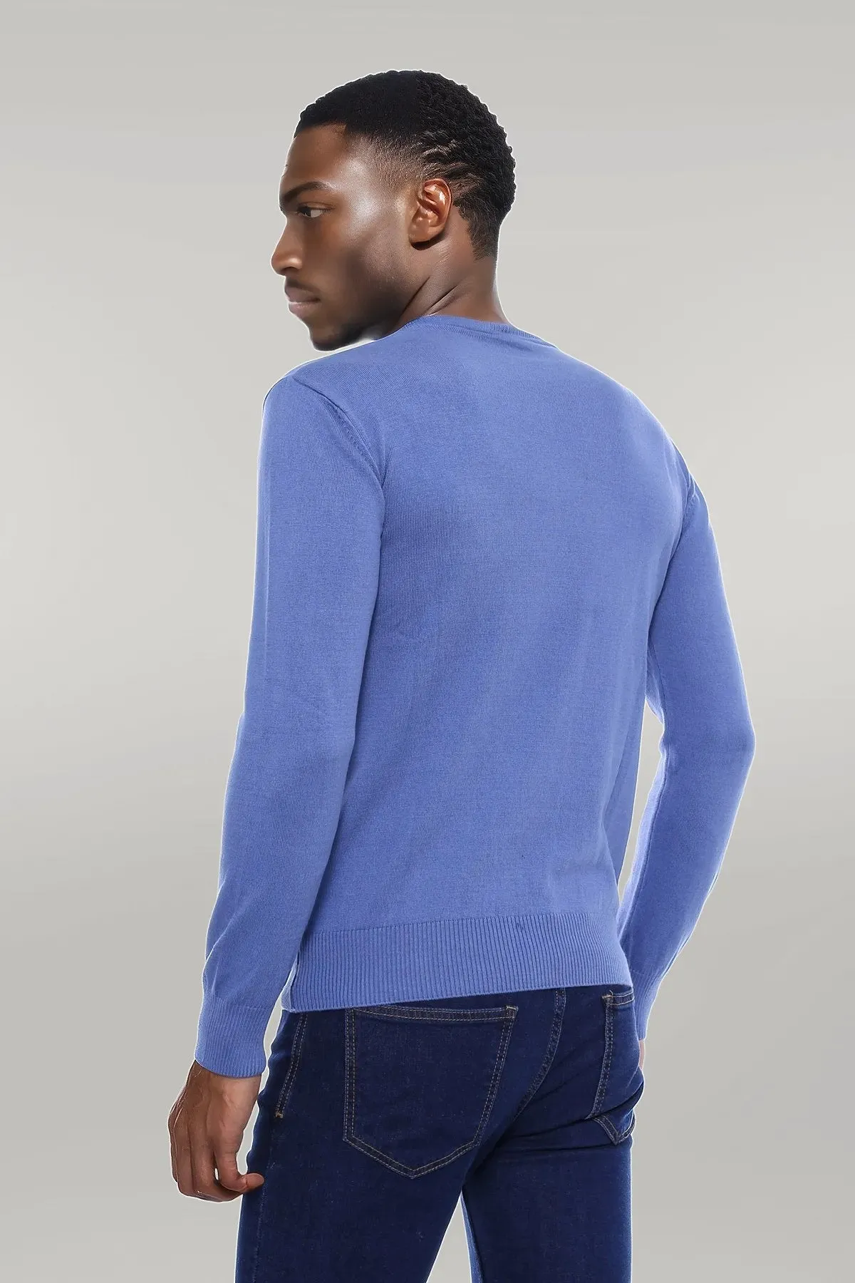 Circle Neck Blue Knitwear - Wessi