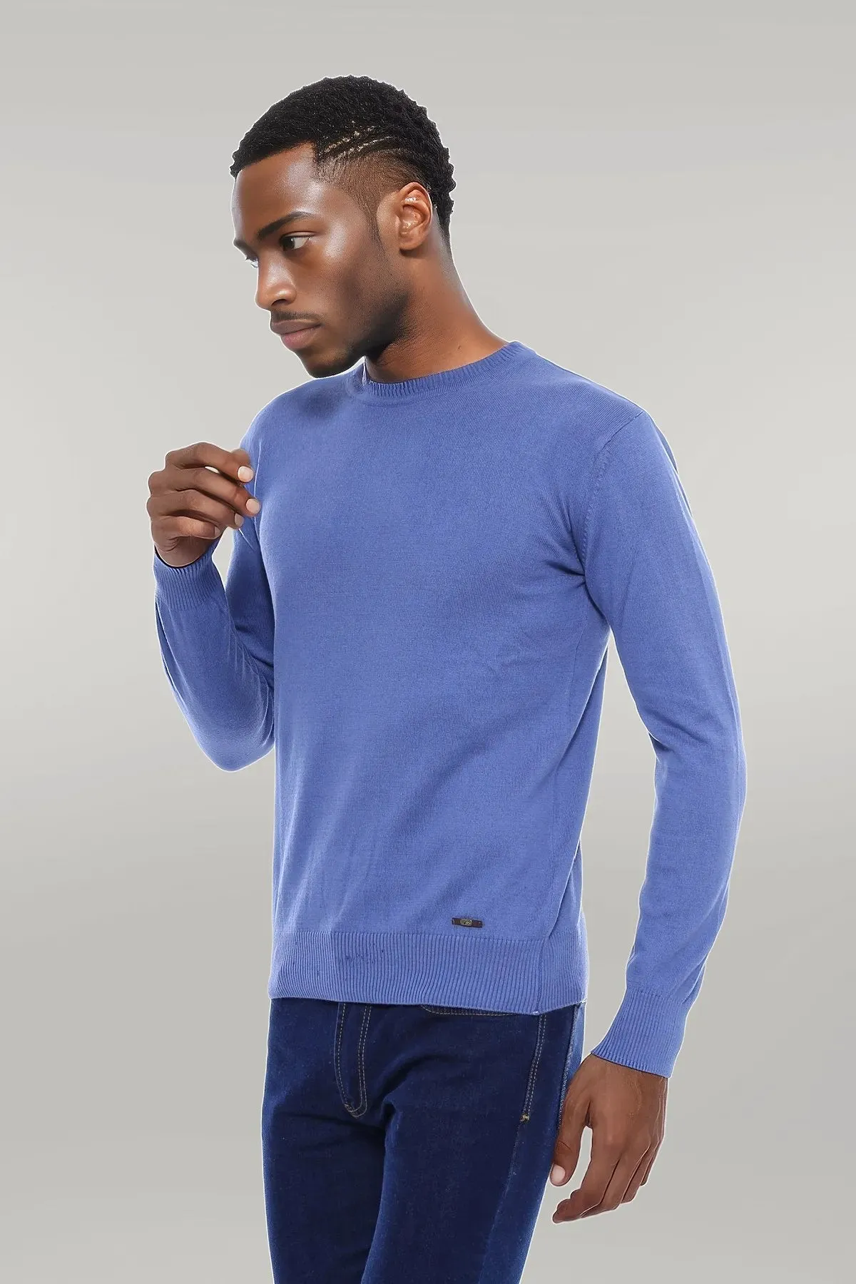 Circle Neck Blue Knitwear - Wessi