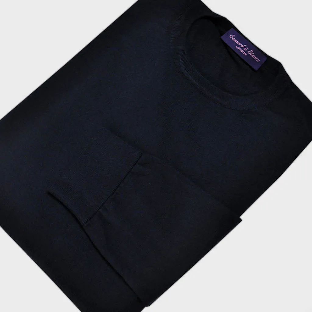 Classic Cotton Crew in Navy