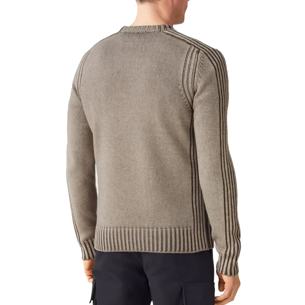 Clay Brown Watch Crewneck Merino Wool Sweater