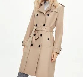 Clothing Women Mid-Length Double-Breasted Khaki British Coat Women Autumn Winter Women Clothing Plus Size