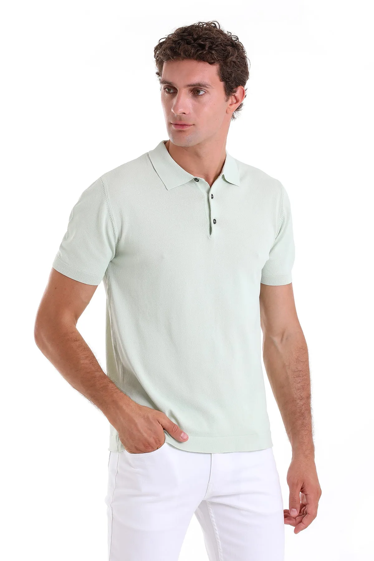 Comfort Fit Basic Green Water Polo T-Shirt