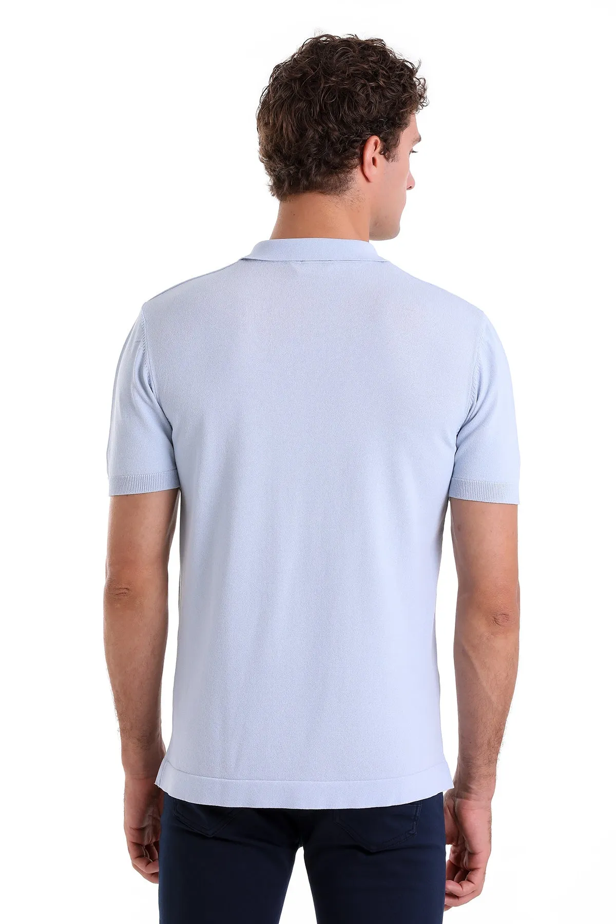 Comfort Fit Basic Light Blue Polo T-Shirt