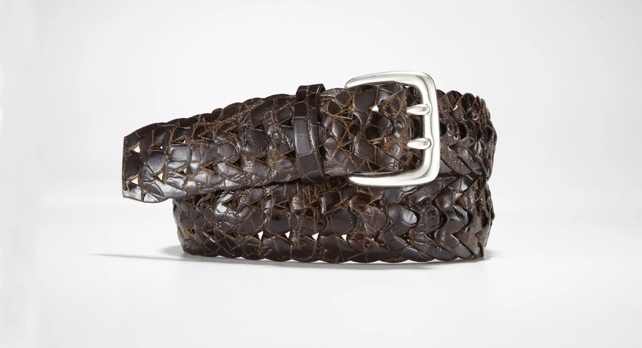 Crocodile Link Belt 1 3/8“ - 35mm (Cognac)