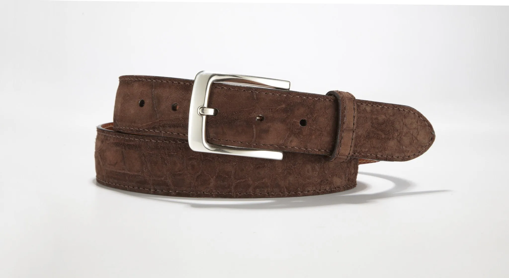 Crocodile Suede Belt 1 3/8" - 35mm (Black)