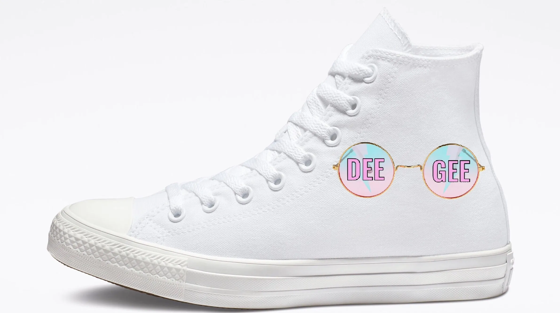 DEEGEE Sunnies White High Tops - Custom Converse Shoes