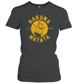 Disney Lion King Distressed Hakuna Matata Stamp Graphic Women Cotton T-Shirt