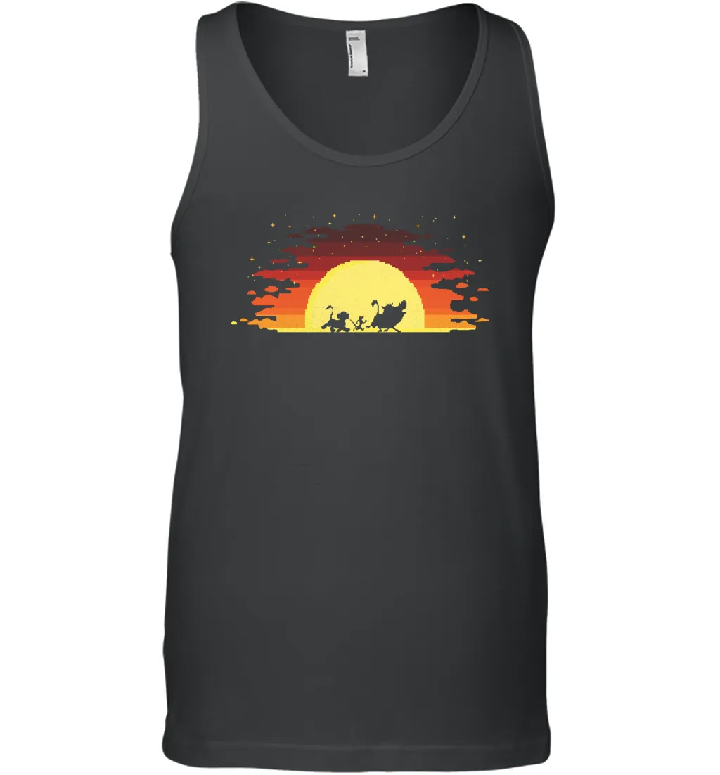 Disney Lion King Gradient Sunset Trio Men Cotton Tank Top