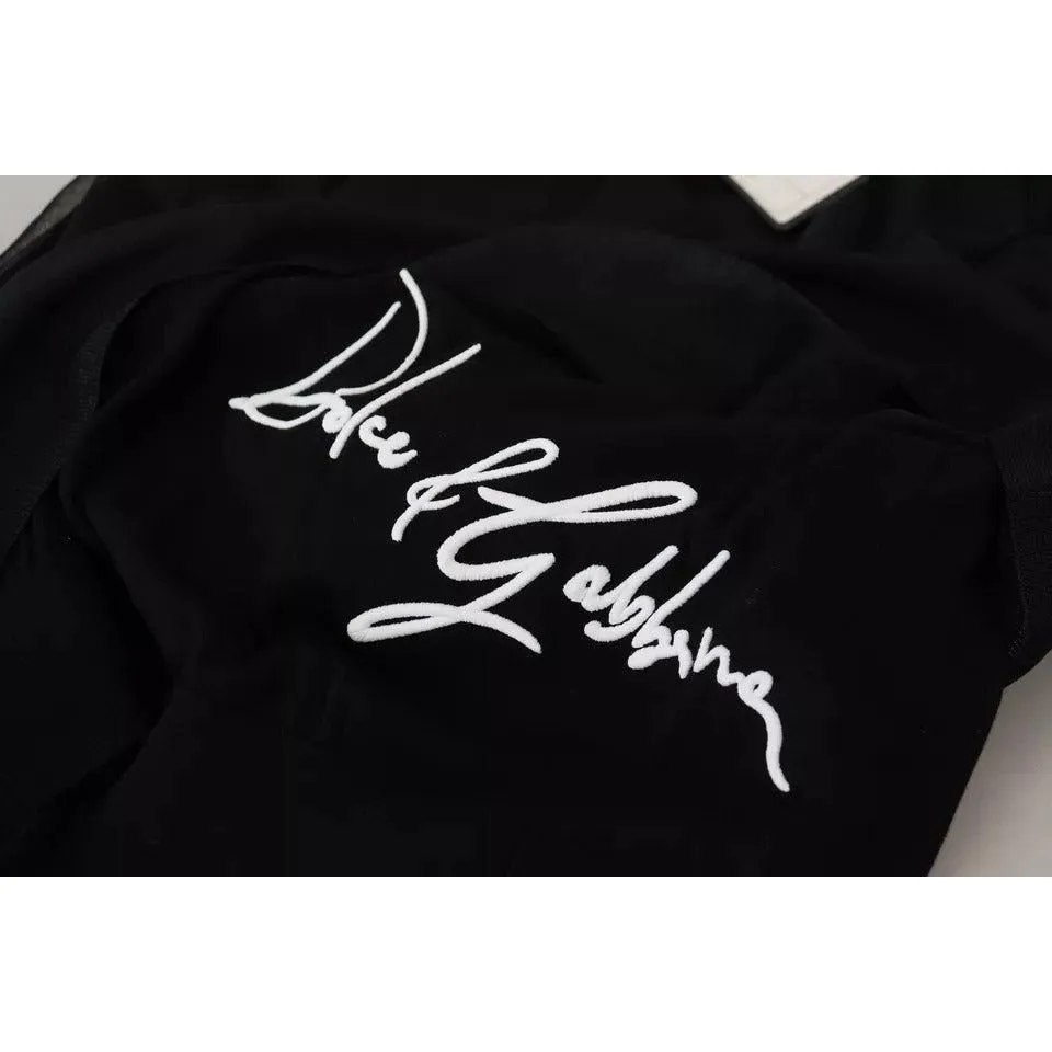 Dolce & Gabbana Black Polyester Logo Men Pullover Sweater