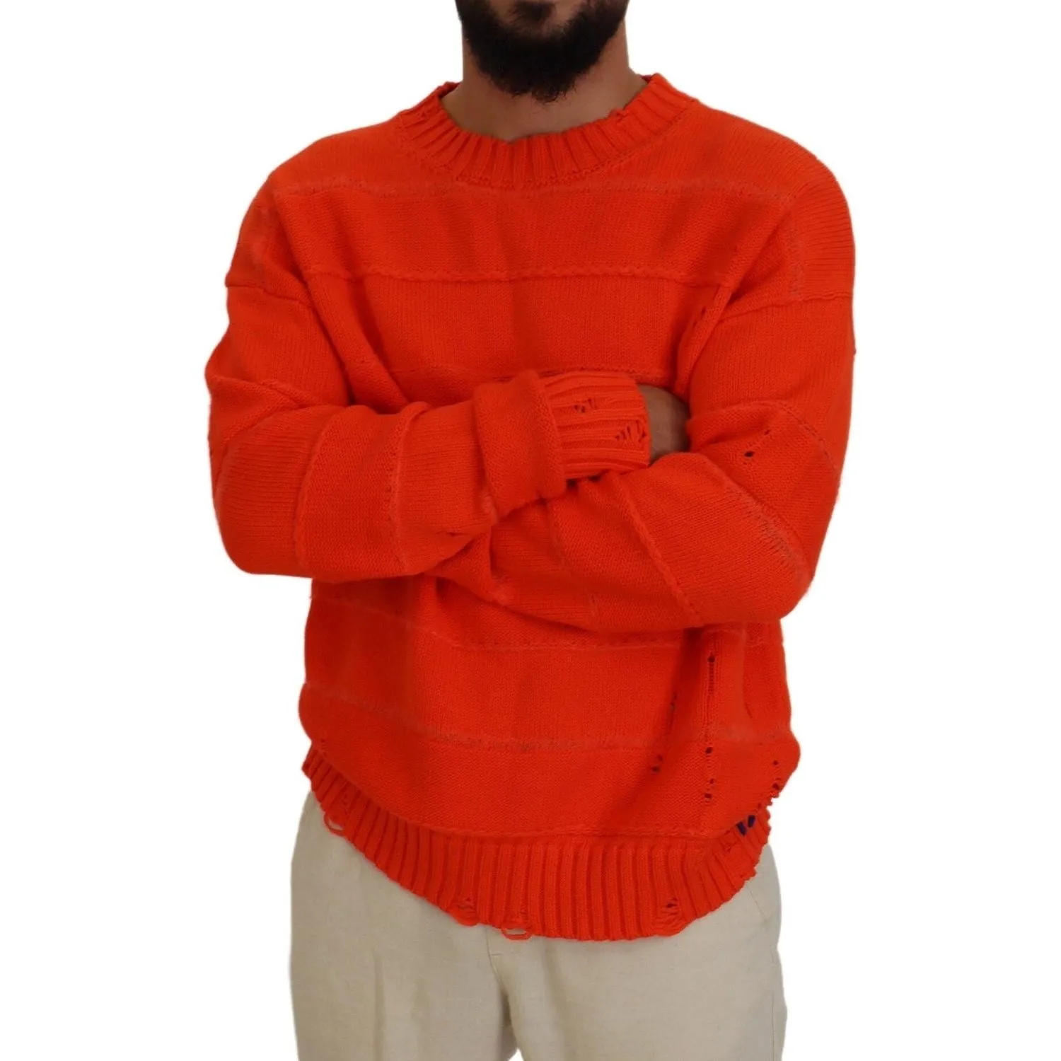 Dsquared² Orange Cotton Long Sleeves Men Pullover Sweater