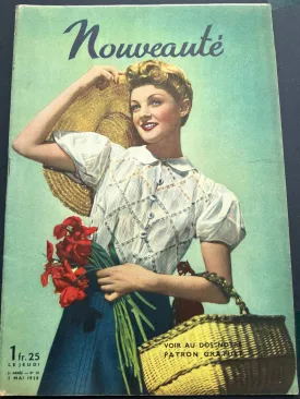 Gorgeous May 1939 Fashion, Dolls, Hats, Crafts in French Womens Magazine Nouveaute