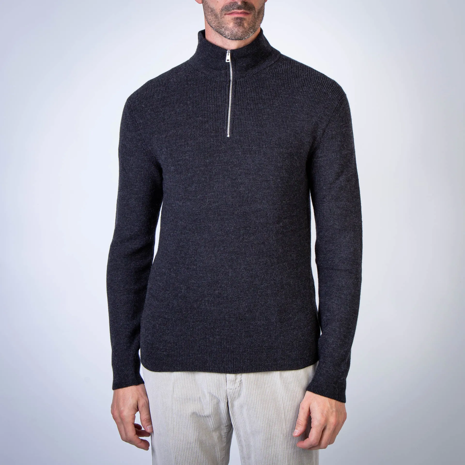 GRP FIRENZE SWEATER TEC 20 1/2 ZIP CHARCOAL GREY