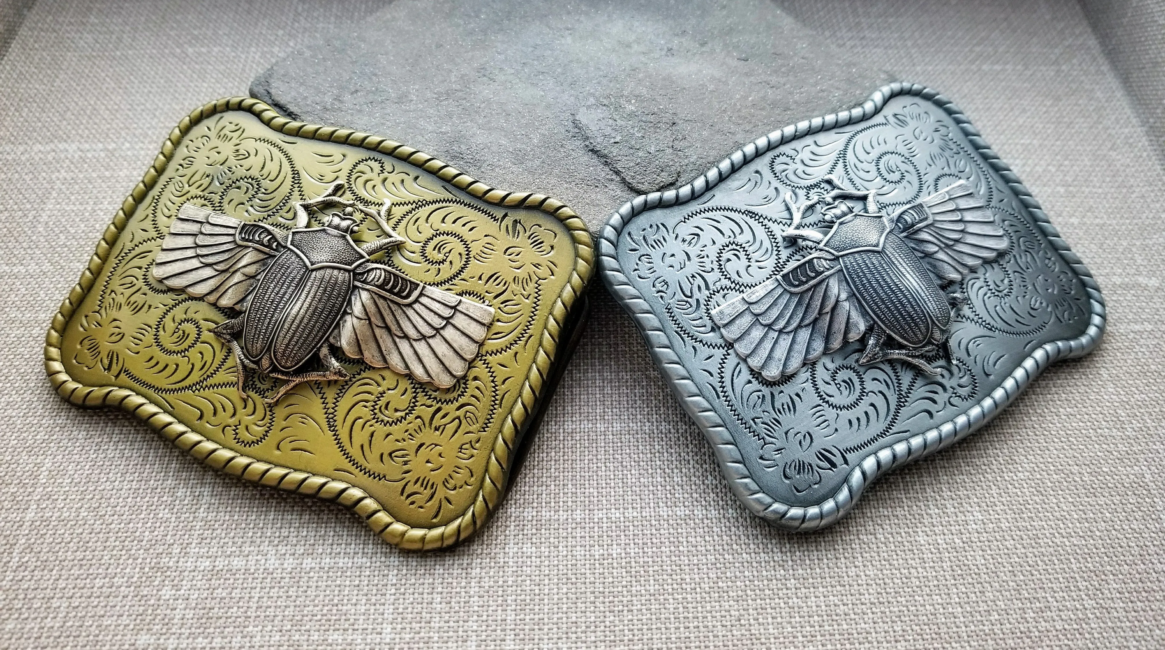 Handmade Oxidized Silver Steampunk Scarab Belt Buckle