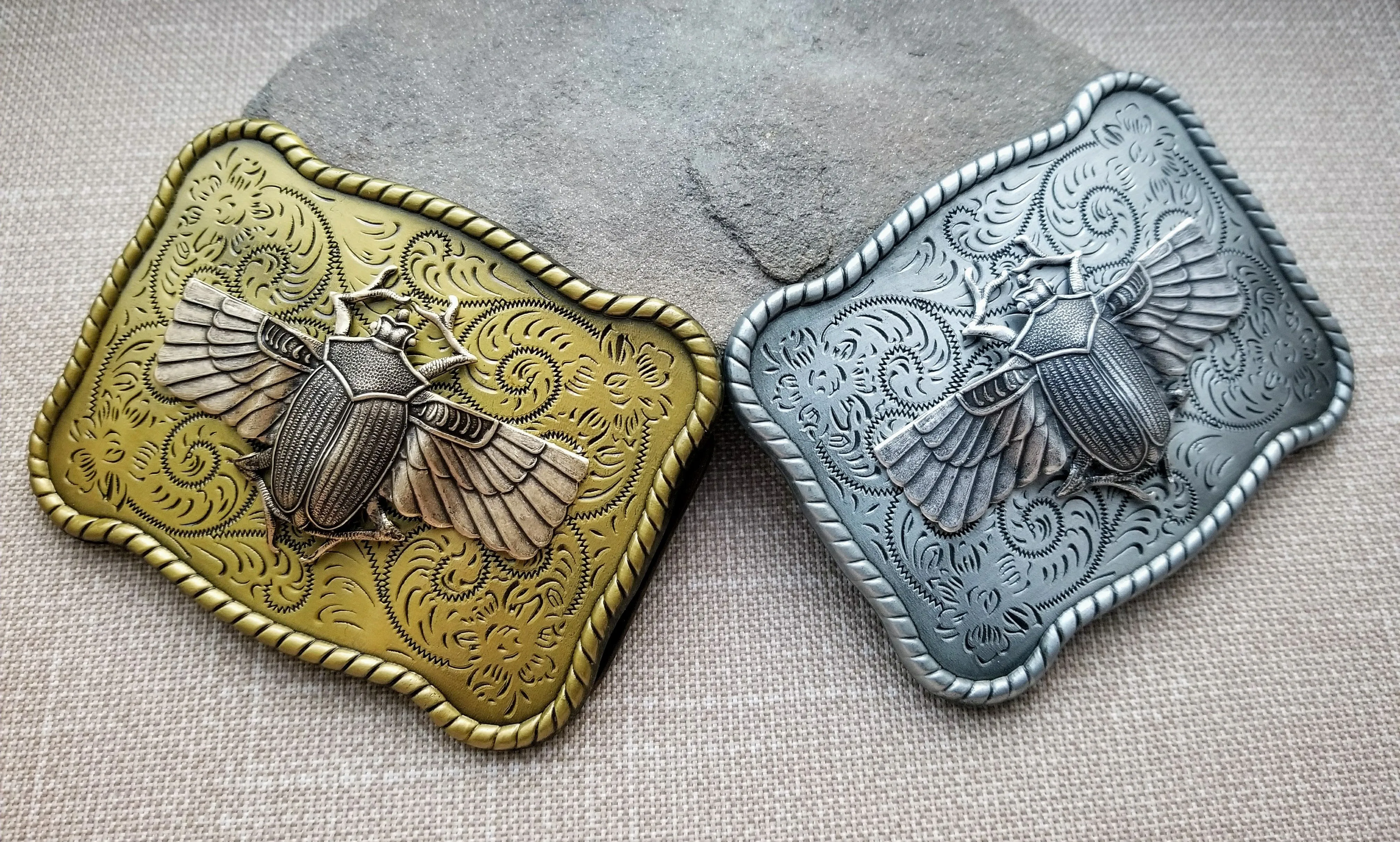 Handmade Oxidized Silver Steampunk Scarab Belt Buckle