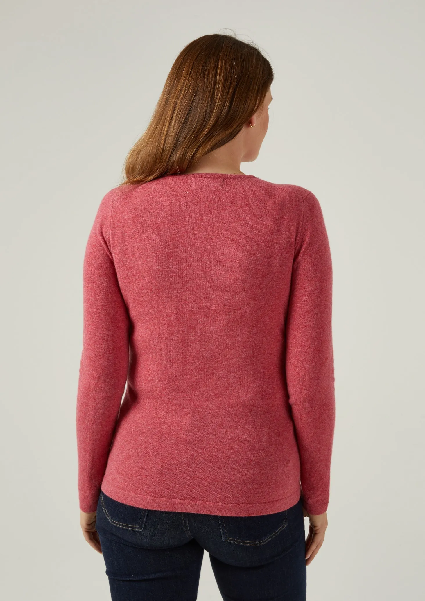 Harriet Ladies Geelong Lambswool Crew Neck Jumper In Rouge