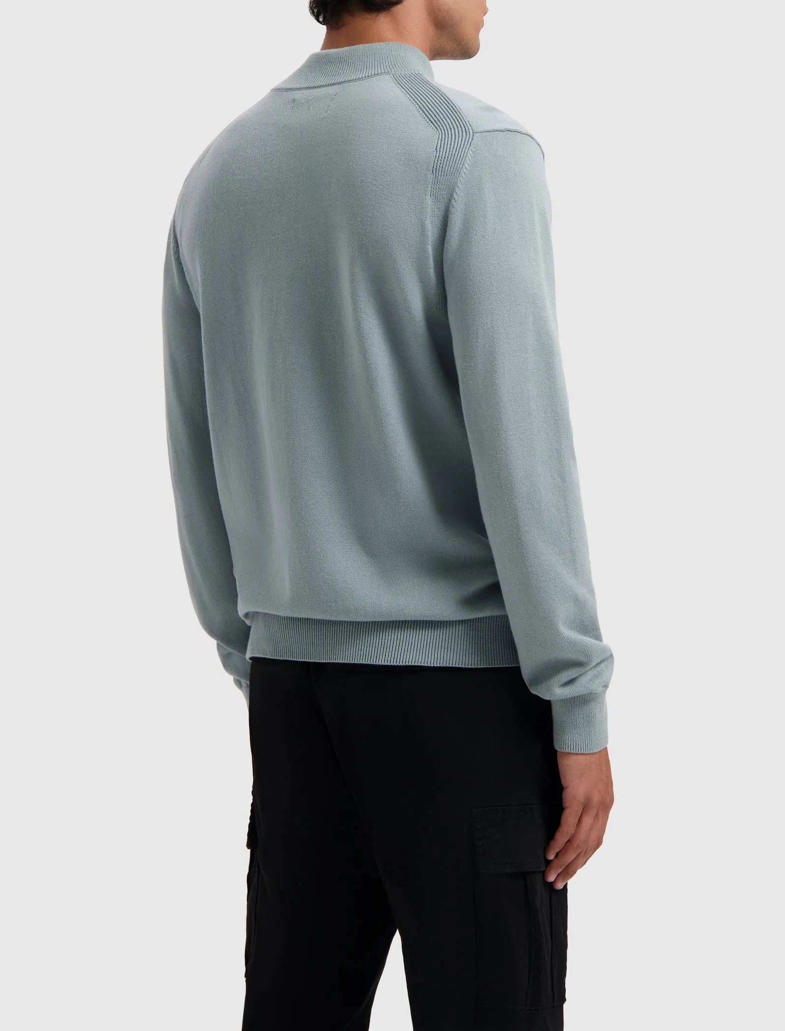 Hidden Halfzip Knitwear | Blue Grey