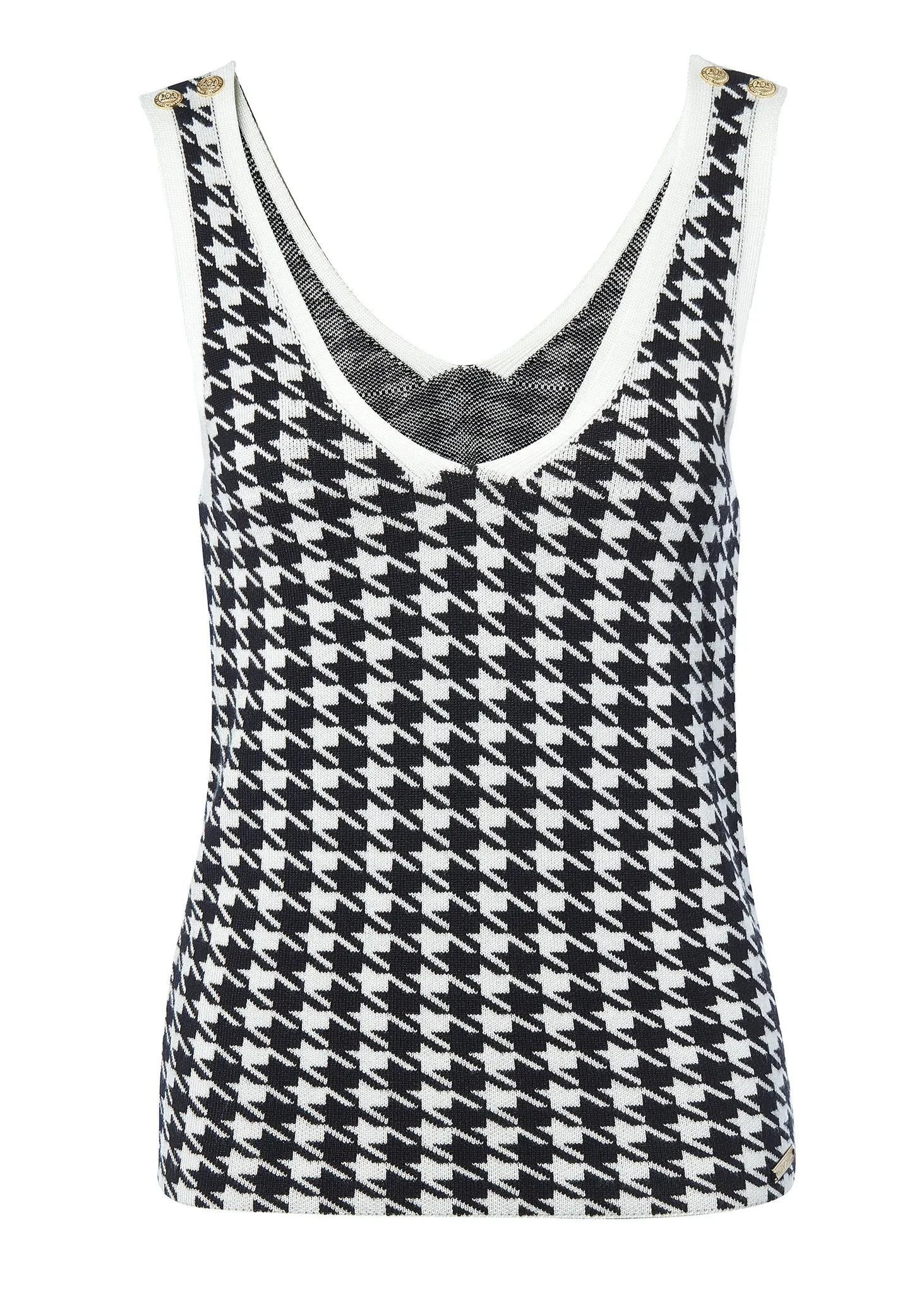 Holland Cooper V Knit Vest in Houndstooth