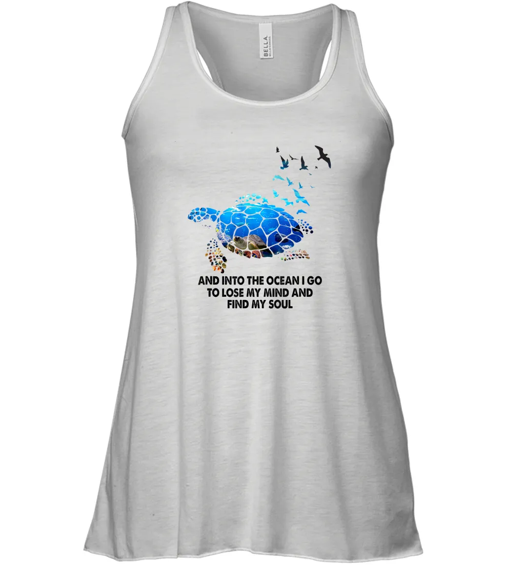 Into The Ocean I Go To Lose My Mind Turtle Lovers Gift Idea Women Racerback Tank