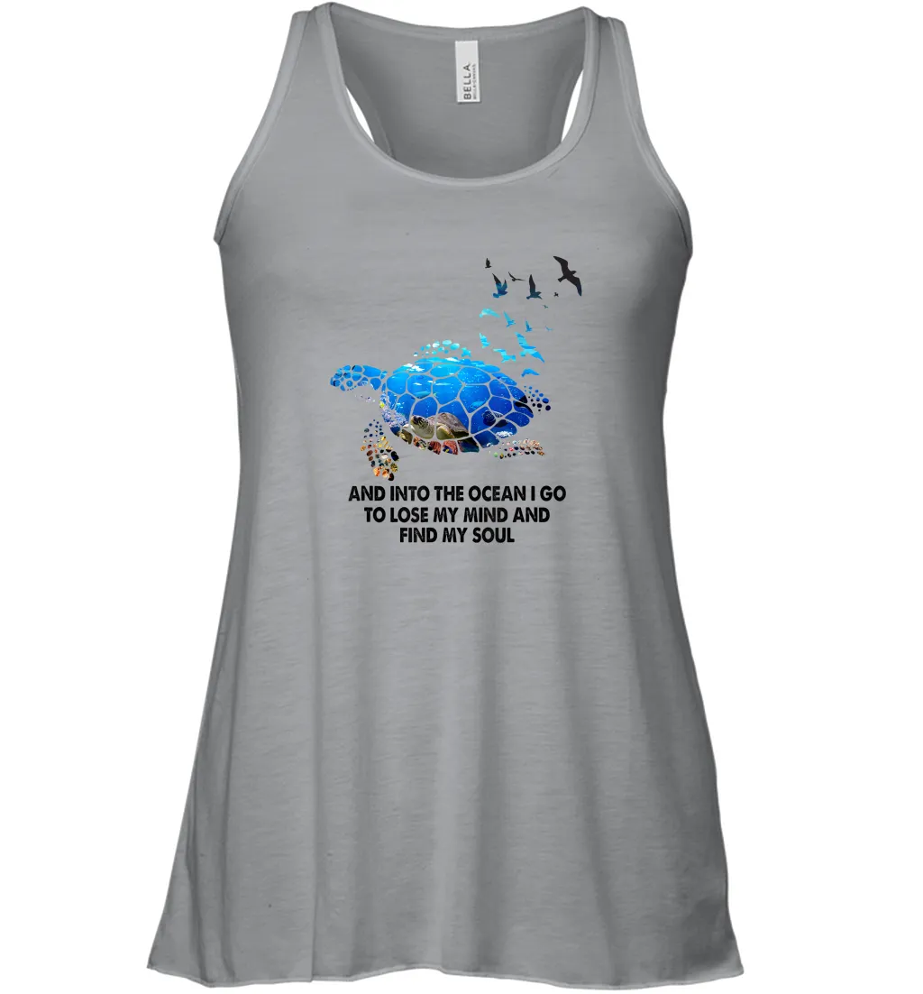 Into The Ocean I Go To Lose My Mind Turtle Lovers Gift Idea Women Racerback Tank