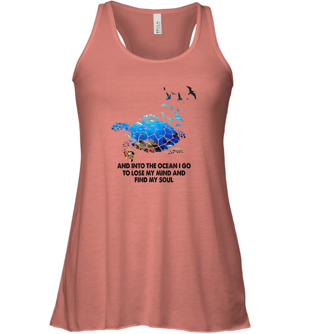 Into The Ocean I Go To Lose My Mind Turtle Lovers Gift Idea Women Racerback Tank