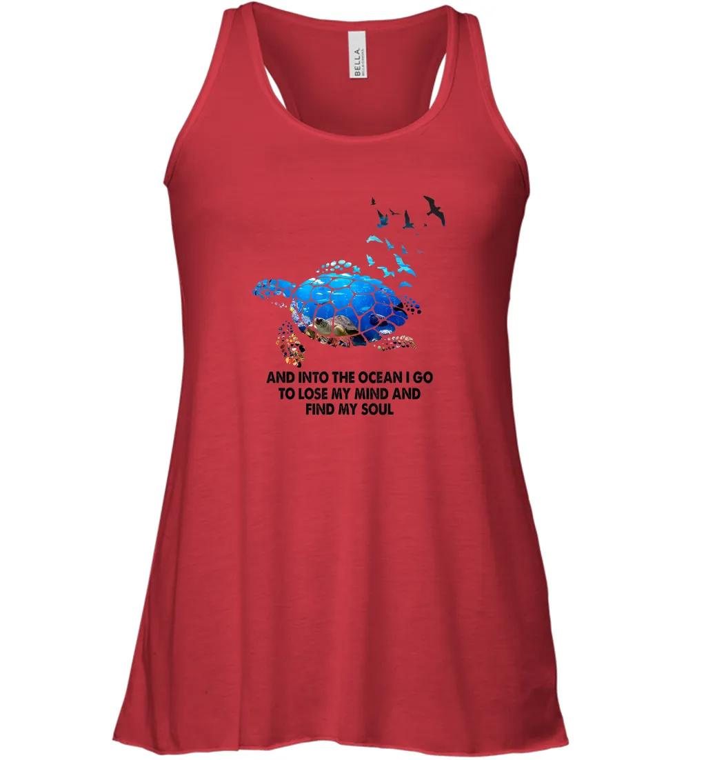 Into The Ocean I Go To Lose My Mind Turtle Lovers Gift Idea Women Racerback Tank