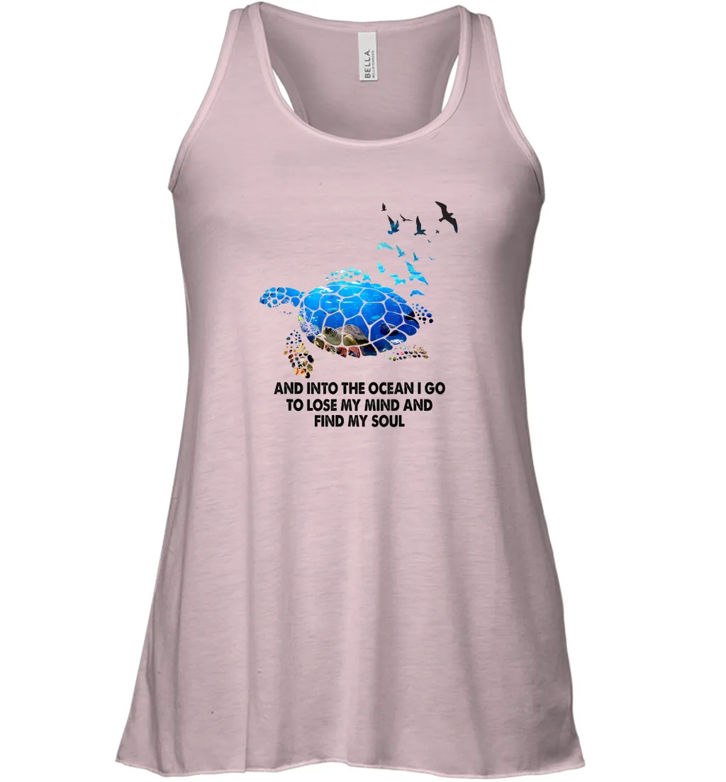 Into The Ocean I Go To Lose My Mind Turtle Lovers Gift Idea Women Racerback Tank