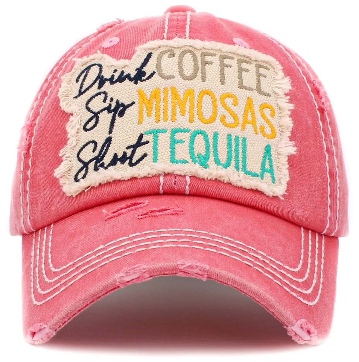 KBV1419 "Drink Coffee Sip Mimosa Shoot Tequila" Vintage Distressed Ballcap