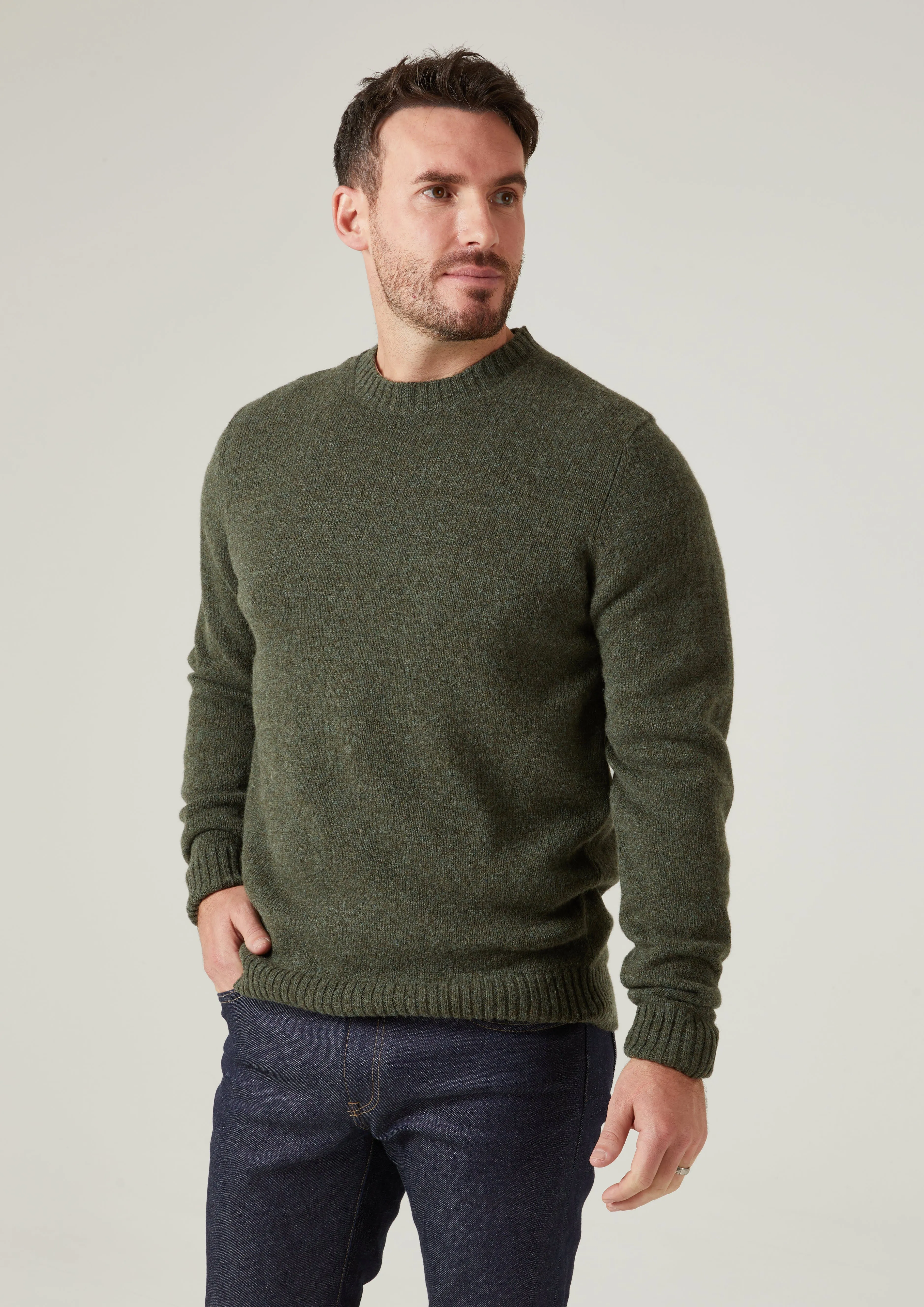 Kinnadie Supersoft Shetland Jumper In Moorland - Regular Fit