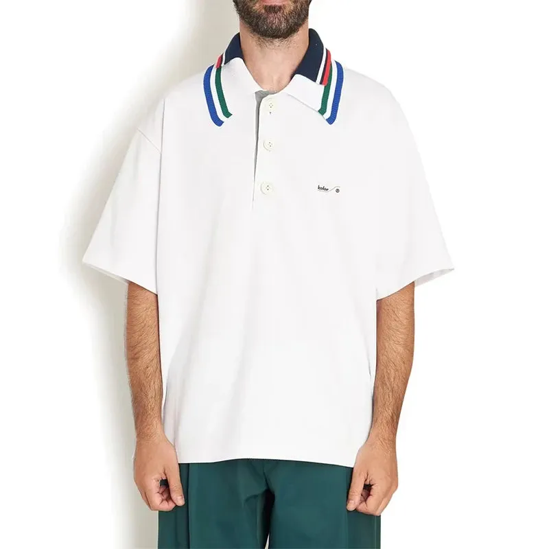 Kolor Japan Tricolor Stitching Embroidery Double Collar Polo Shirt