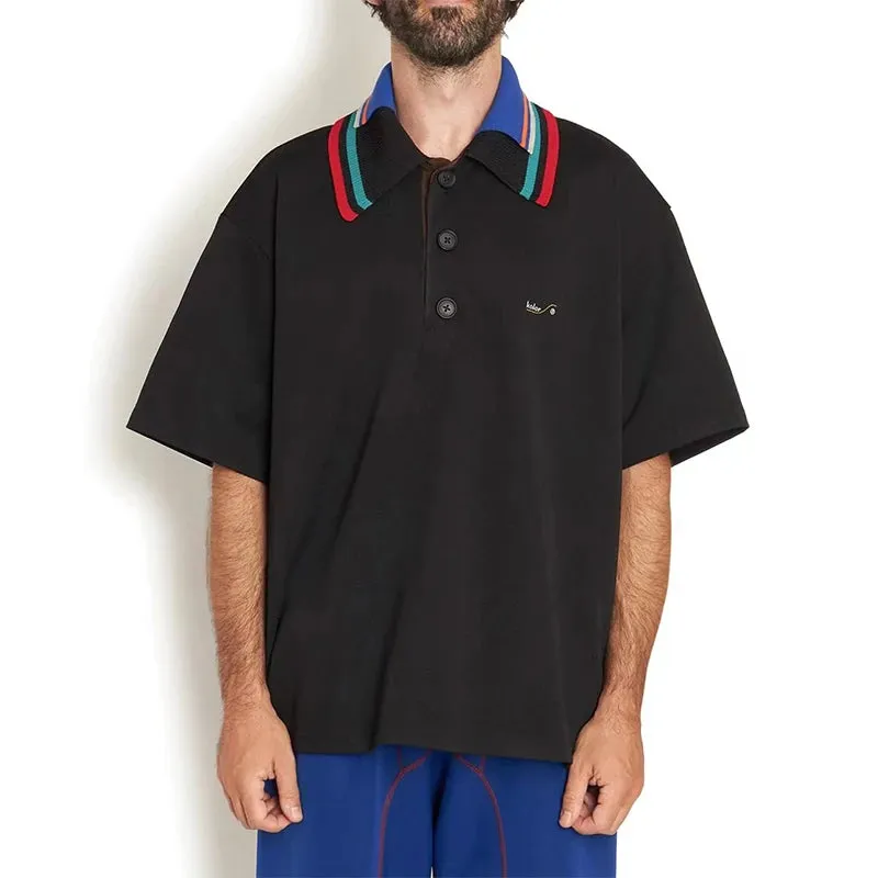 Kolor Japan Tricolor Stitching Embroidery Double Collar Polo Shirt