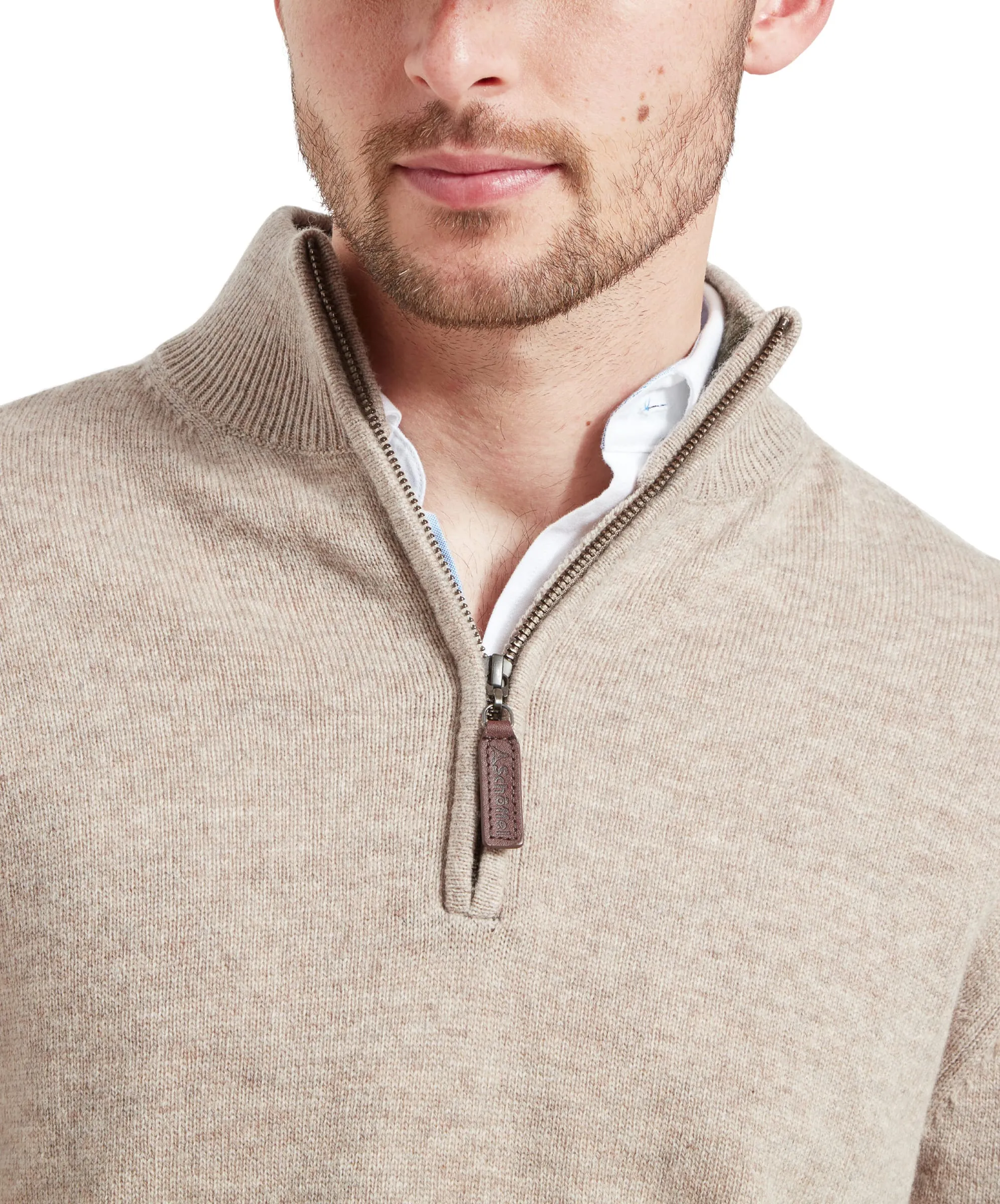 Lambswool Quarter Zip Jumper - Oat