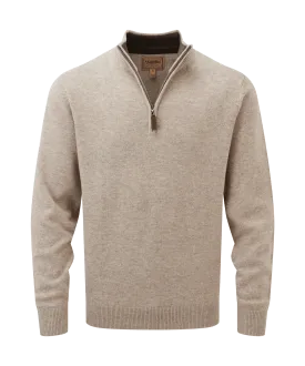 Lambswool Quarter Zip Jumper - Oat